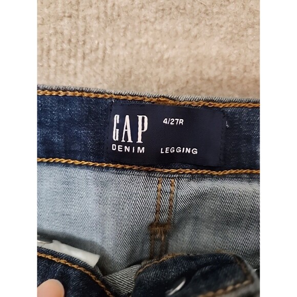 Gap Legging Skimmer Jeans Womens 4 27 Blue Distressed Raw Hem Stretch NEW - Picture 11 of 13